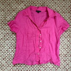 Lands End Vibrant Pink Button-Down Shirt